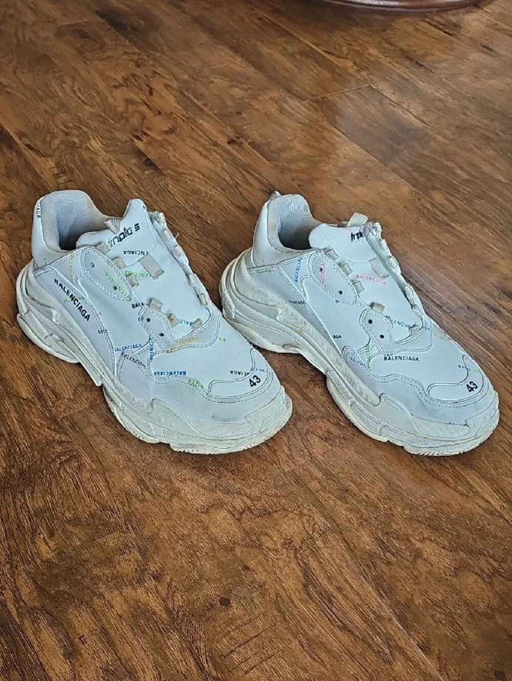 Balenciaga Triple S Sneaker 'Allover Logo - White Multi - Size 43  10US